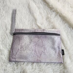 Ipsy November 2024 silver snakeskin pattern zipper makeup bag new